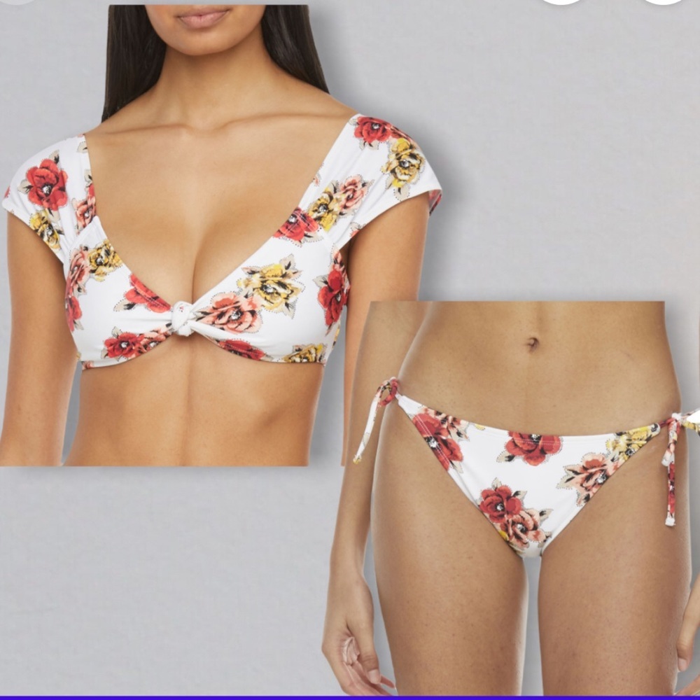 Decree Floral Bralette Bikini Swimsuit Top and Bottoms Juniors